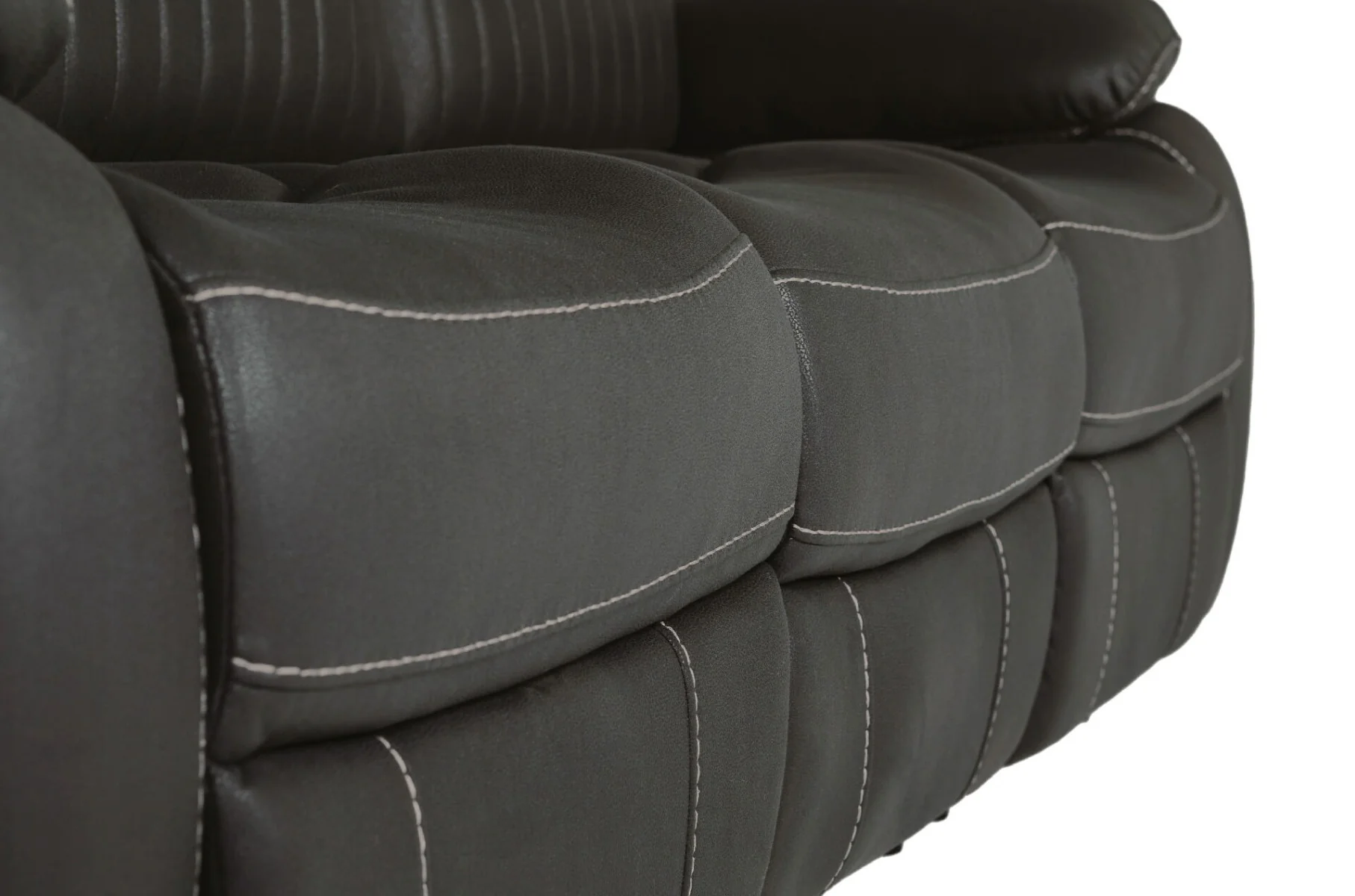 Barkley 3-Seater Manual Recliner – Dark Grey Leatherette with Lumbar Support - Image 8