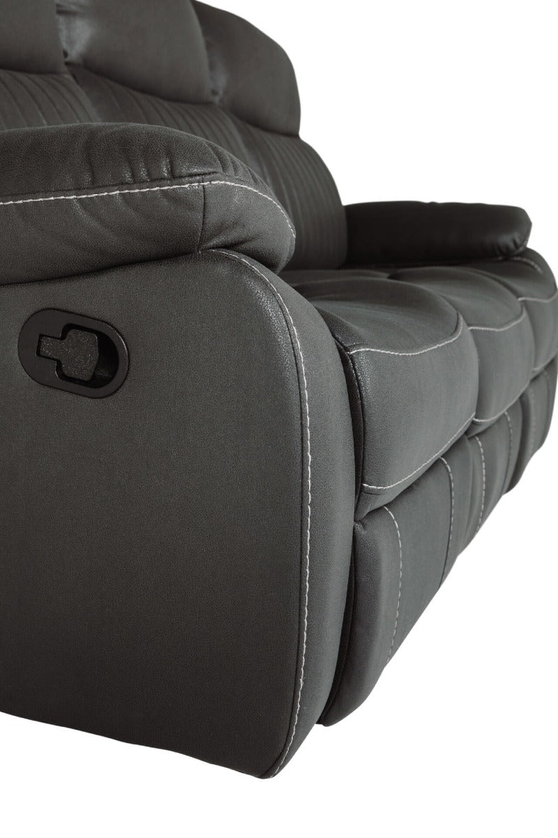 Barkley 3-Seater Manual Recliner – Dark Grey Leatherette with Lumbar Support - Image 9