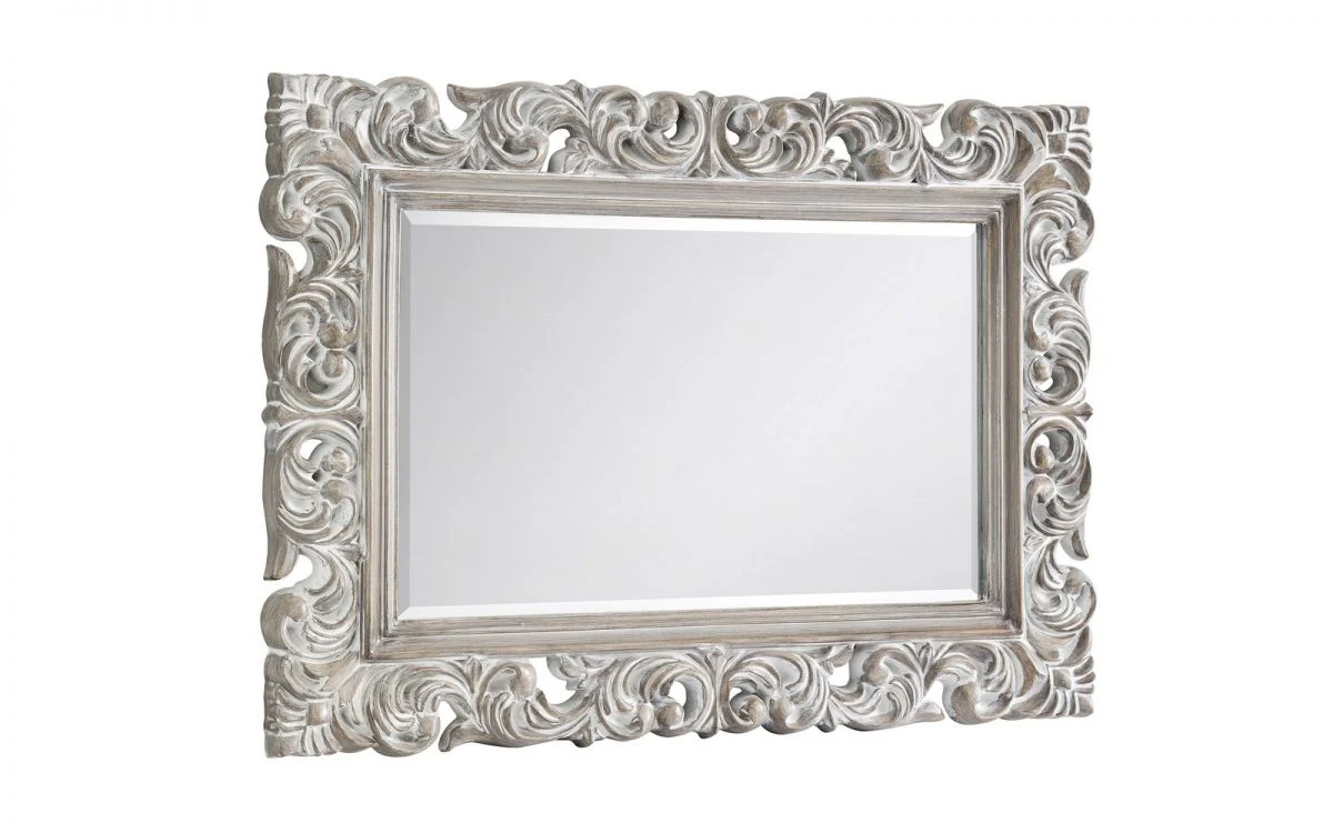 Baroque Distressed Wall Mirror - Ornate Antique-Inspired Design