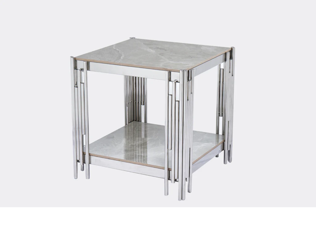 Belini End Table – Sintered Stone & Stainless Steel - Image 2