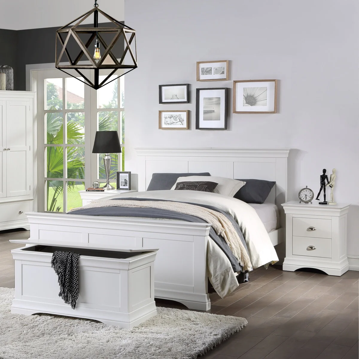 Bella 5ft Bed – White Lacquer Finish with Chrome Handles - Image 3