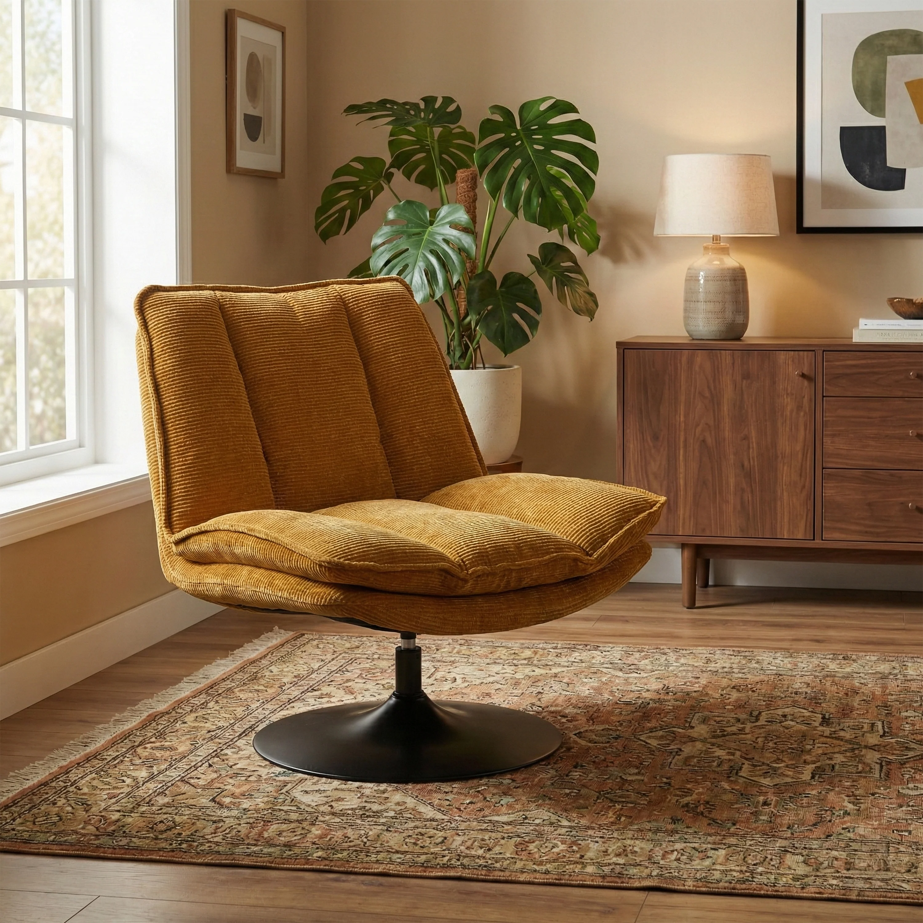 Bella Chair – Ochre Accent with Swivel Base