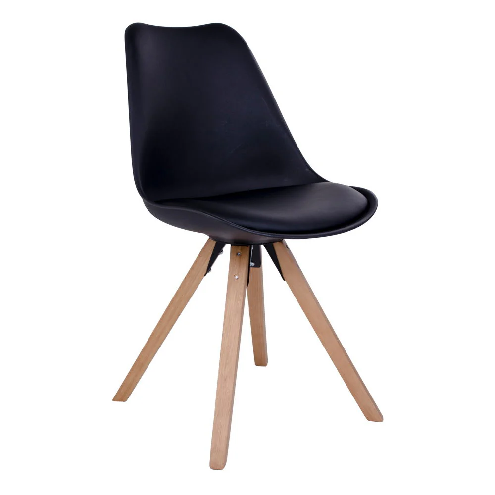 Bergen Dining Chair Option 2 – Black PU-Leather with Rubberwood Frame - Image 3