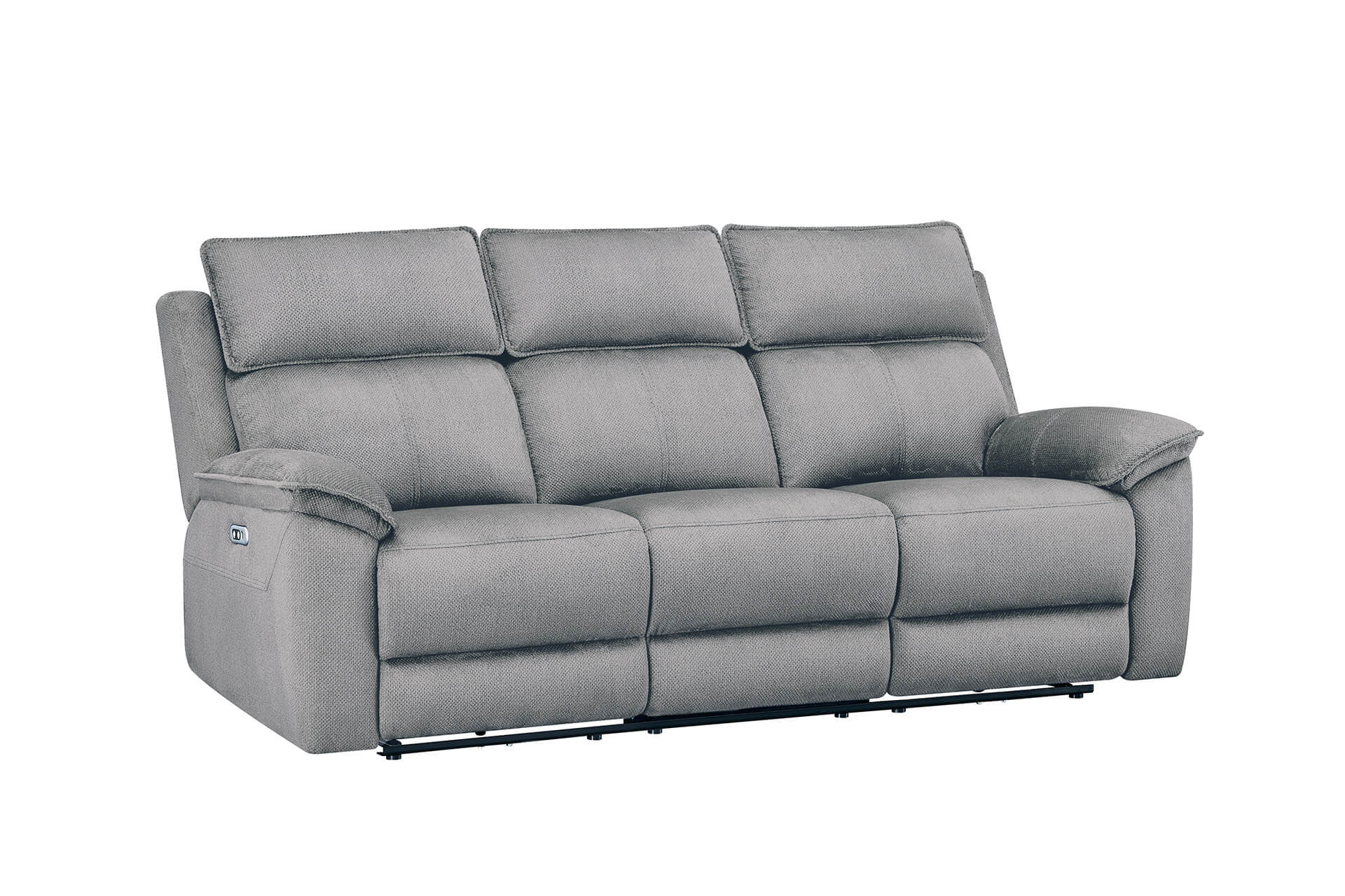 Blaine 3 Seater Electric Recliner – Greige Fabric with USB Ports - Image 5