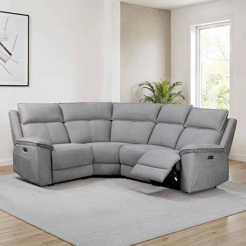 Blaine Corner Group Electric Recliner – Greige Fabric with USB Ports