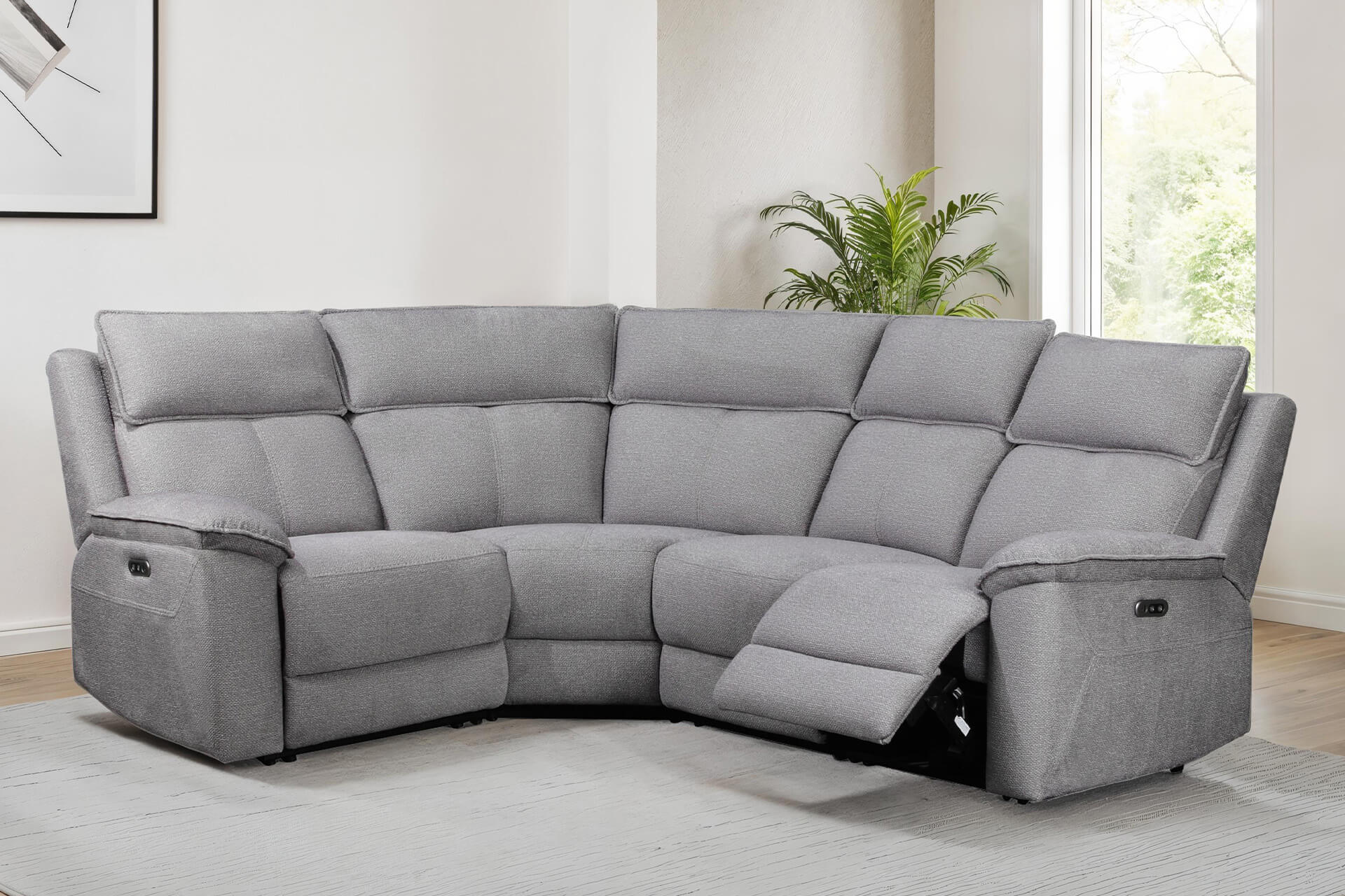 Blaine Corner Group Electric Recliner – Greige Fabric with USB Ports - Image 3