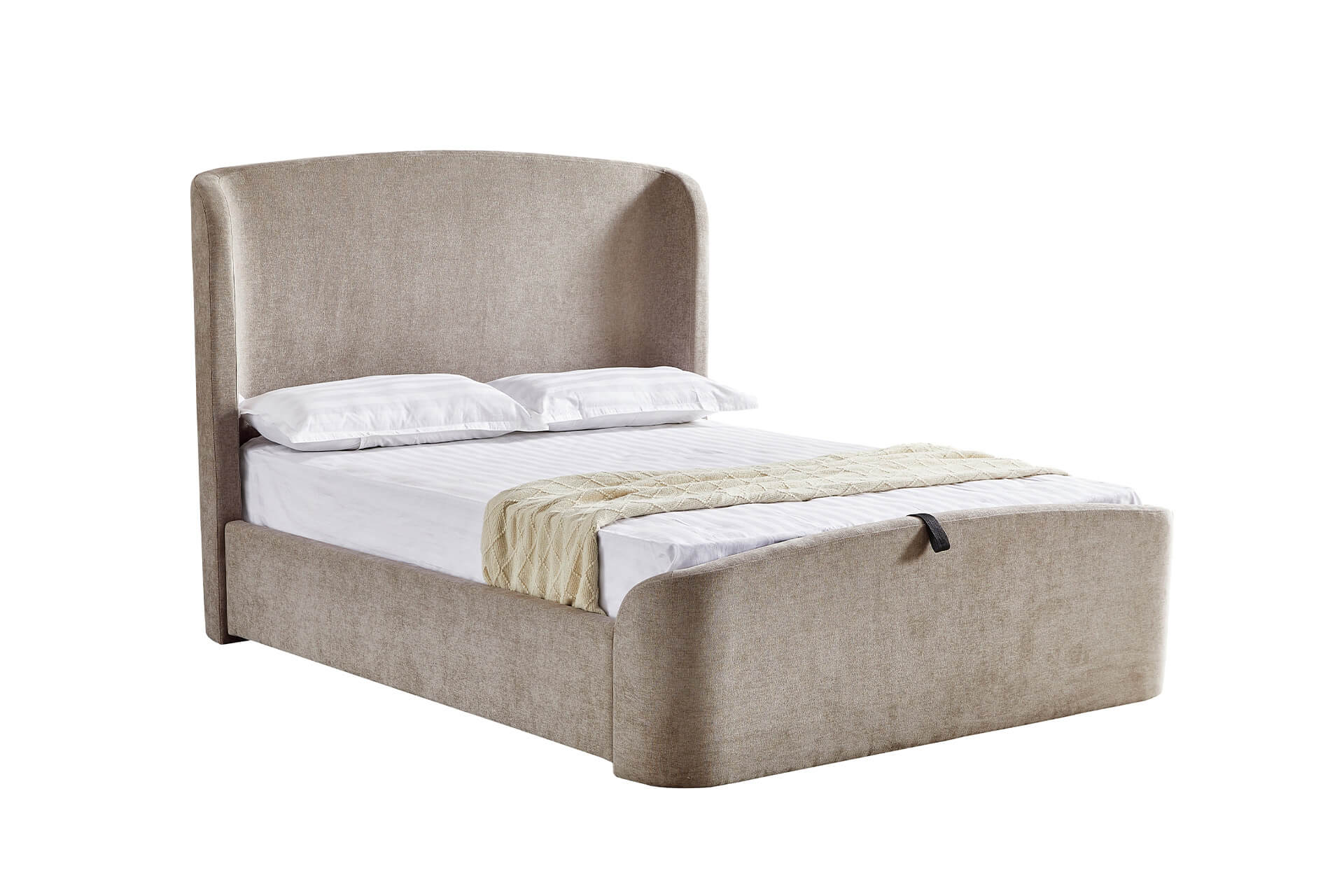 Blaire 4'6 Ottoman Bed – Beige Upholstered with Under-Bed Storage - Image 3