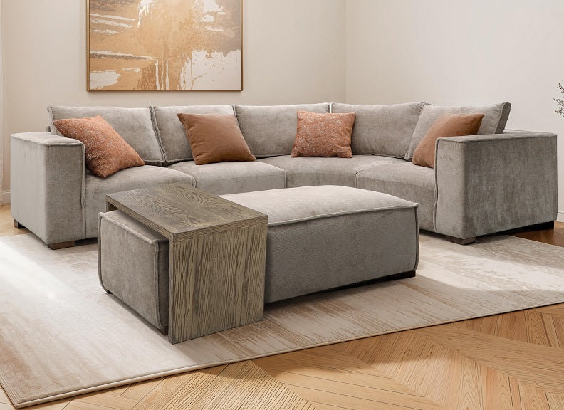 Bodhi Ottoman with Table – Mink or Olive Fabric 600mm x 1310mm - Image 9