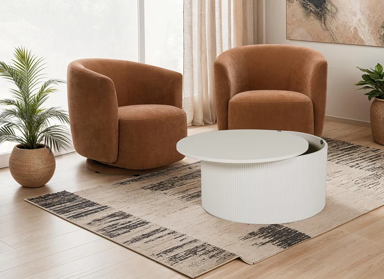 Bodhi Swivel Chairs – Swivel Occasional Chair in Natural or Umber