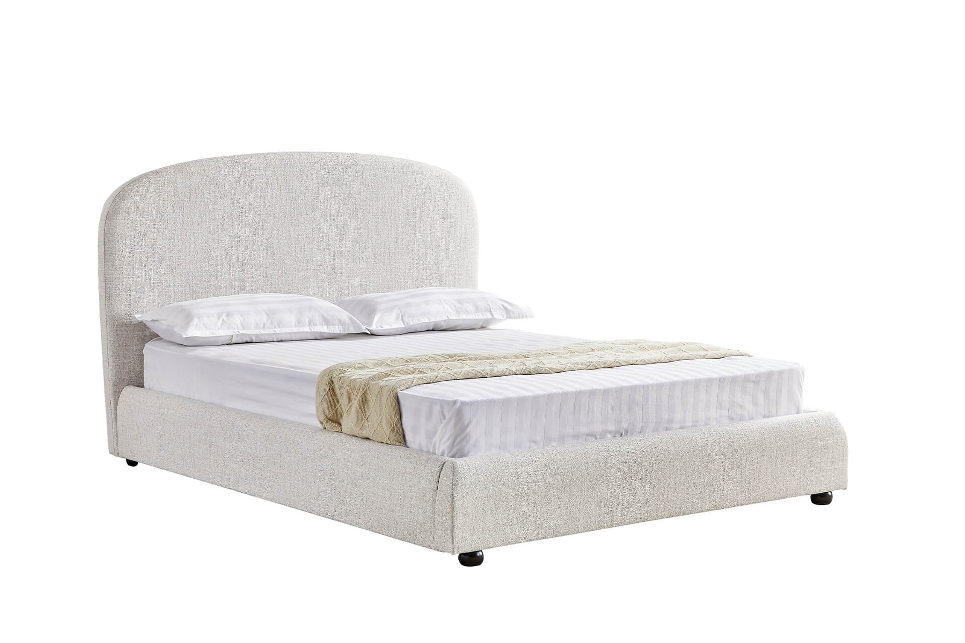 Bonnie 5' Bed – Natural Upholstered Platform with Curved Headboard - Image 3