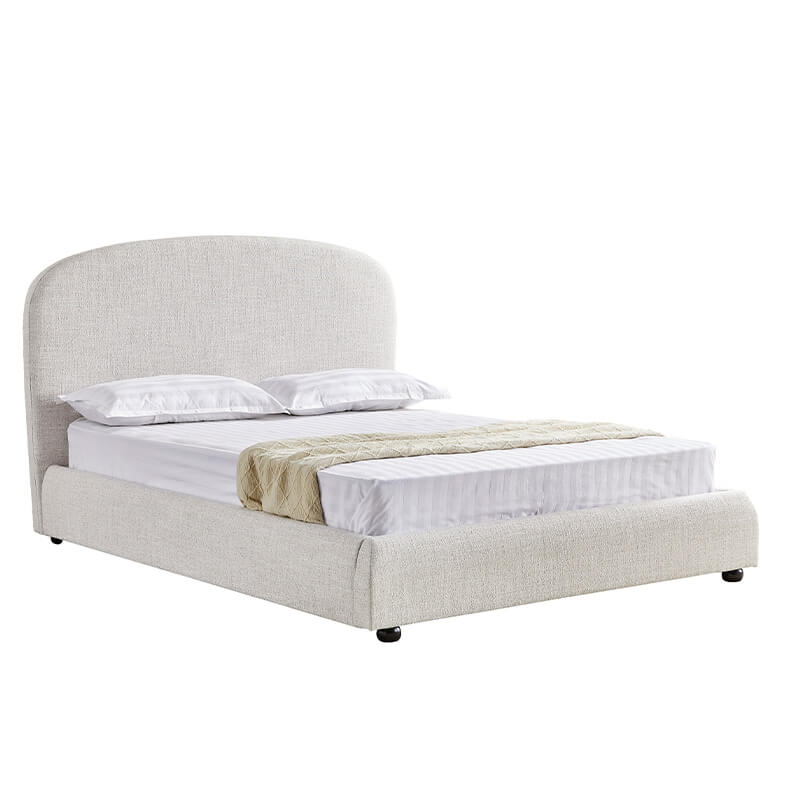 Bonnie 5' Bed – Natural Upholstered Platform with Curved Headboard - Image 4