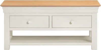 BORDEAUX 2 DRAWER COFFEE TABLE - IVORY/OAK - Image 5