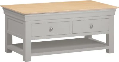 BORDEAUX 2 DRAWER COFFEE TABLE - PEBBLE GREY/OAK - Image 2