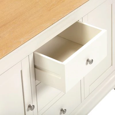 BORDEAUX 3 DOOR 3 DRAWER SIDEBOARD - IVORY/OAK - Image 4