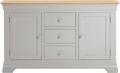 BORDEAUX 3 DRAWER 2 DOOR SIDEBOARD - PEBBLE GREY/OAK - Image 3