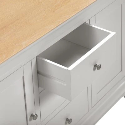BORDEAUX 3 DRAWER 2 DOOR SIDEBOARD - PEBBLE GREY/OAK - Image 5