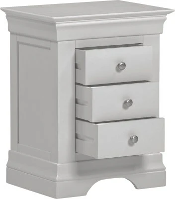 BORDEAUX 3 DRAWER BEDSIDE - PEBBLE GREY - Image 3
