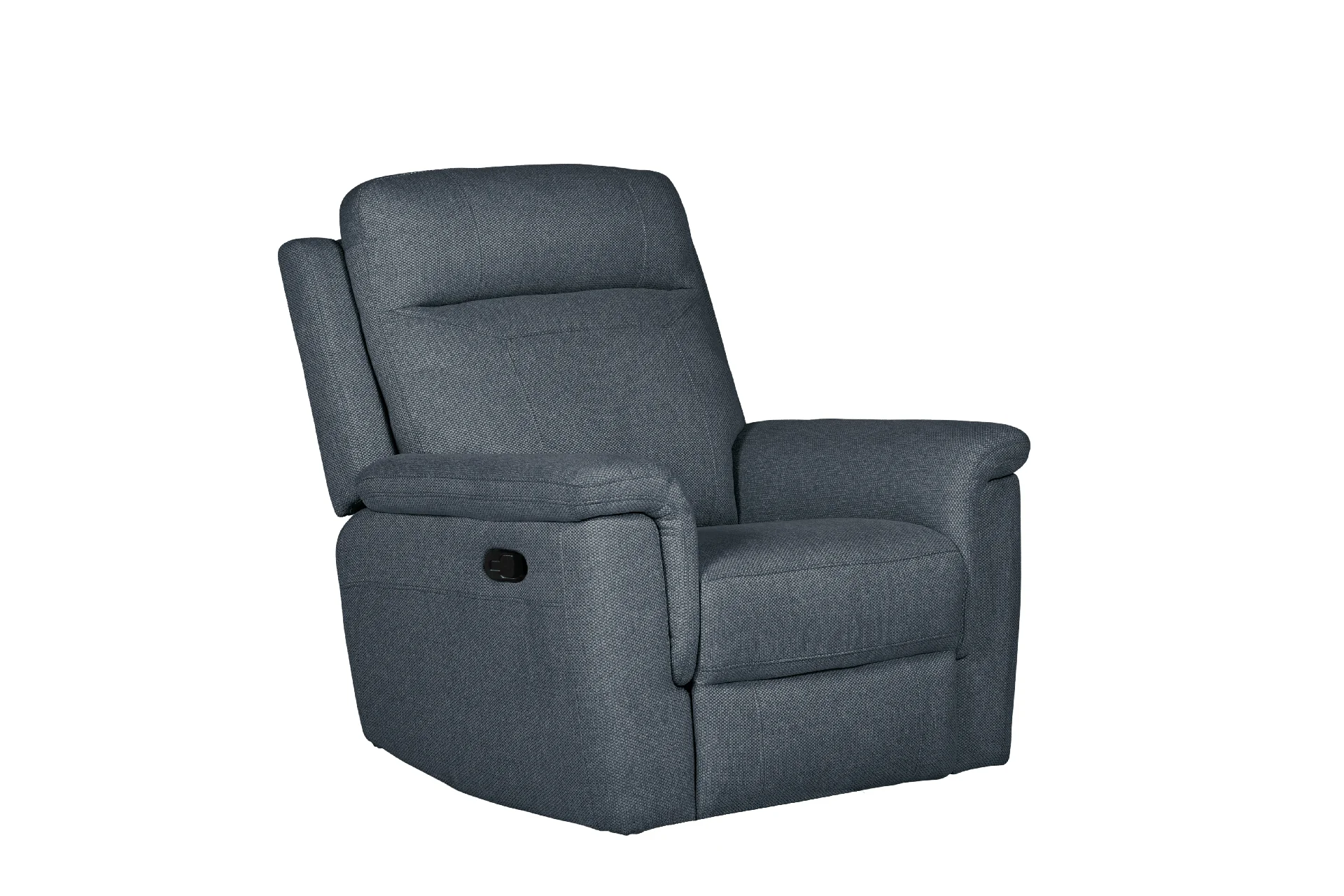 Bowie 1 Seater Manual Recliner – Grey Fabric with Padded Armrests - Image 2