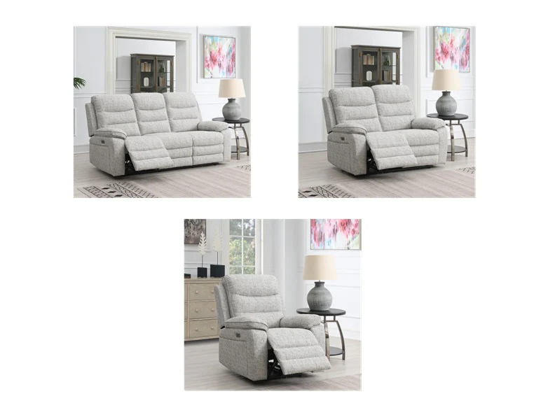 Bromley Grey Fabric Powered Reclining 2PP Sofa – Chenille with Smooth Power Recline (Copy) - Image 2