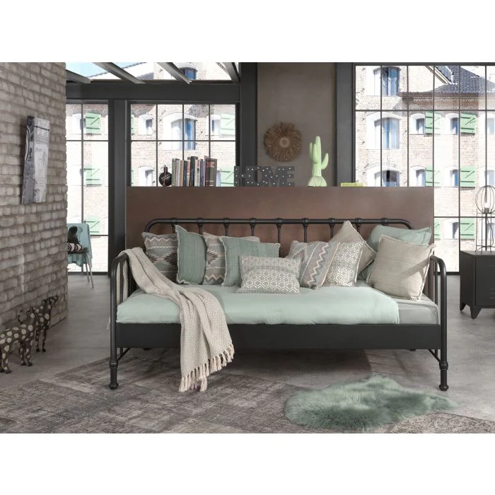 BRONXX Cabin Bed 90x200cm – Industrial Metal Design in Matte Black - Image 3