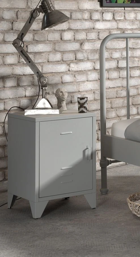 Bronxx Nightstand – Industrial Metal Design with Shelf - Image 15