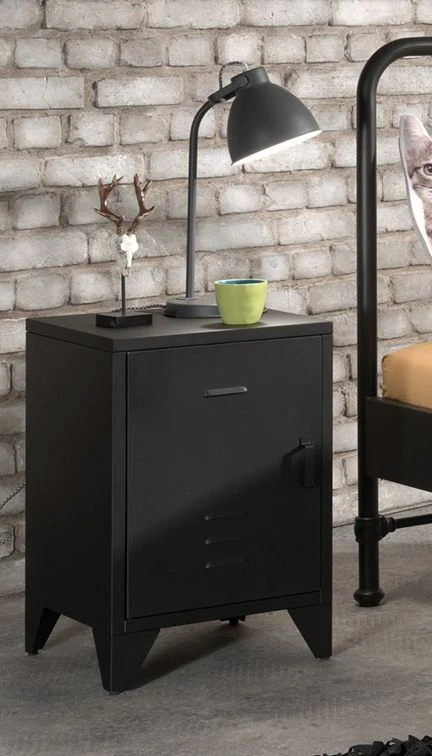 Bronxx Nightstand – Industrial Metal Design with Shelf - Image 18