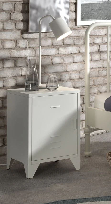 Bronxx Nightstand – Industrial Metal Design with Shelf - Image 8