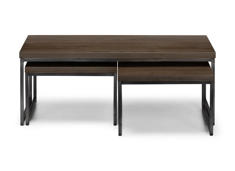Brooklyn Dark Oak Nesting Coffee Tables – Solid Oak with Industrial Metal Legs - Image 4