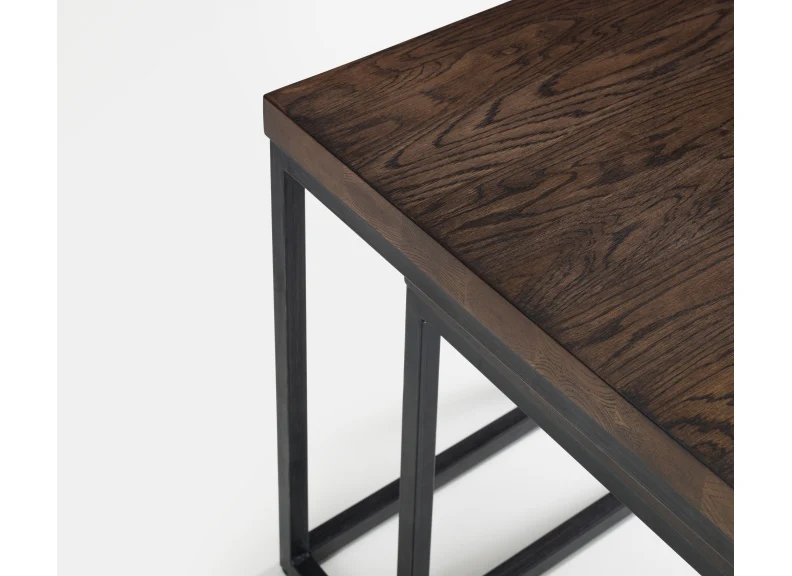 Brooklyn Dark Oak Nesting Lamp Tables – Solid Oak with Metal Legs - Image 3