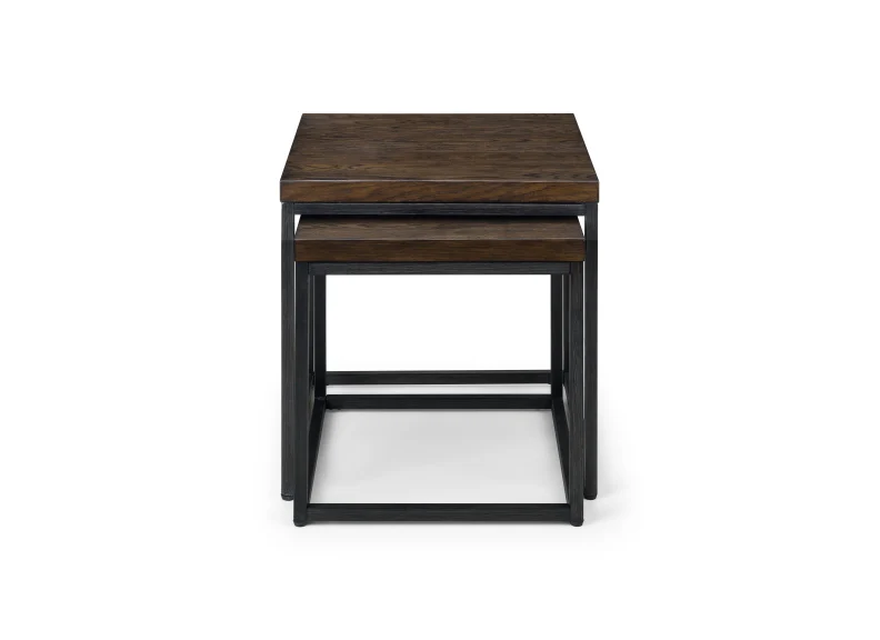 Brooklyn Dark Oak Nesting Lamp Tables – Solid Oak with Metal Legs - Image 4