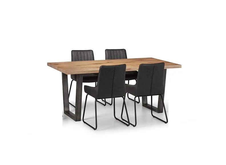 Brooklyn Oak Dining Set with Bench/Soho Chairs – Solid Oak with Industrial Metal Legs - Image 16