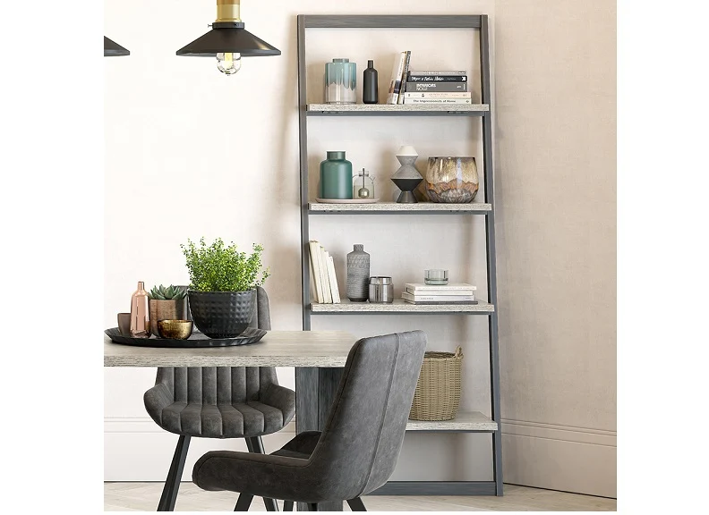 Brooklyn Extending Dining Set – Greyed Wood with 4 Charcoal Faux Leather Chairs (GLH) - Image 3