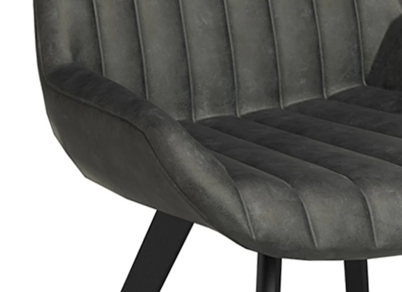 Brooklyn Extending Dining Set – Greyed Wood with 4 Charcoal Faux Leather Chairs (GLH) - Image 7