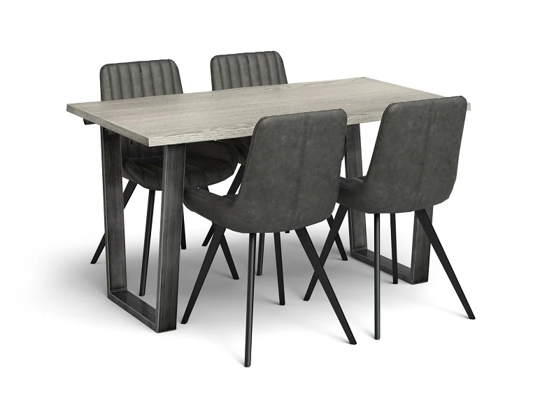 Brooklyn Extending Dining Set – Greyed Wood with 4 Charcoal Faux Leather Chairs (GLH) - Image 8