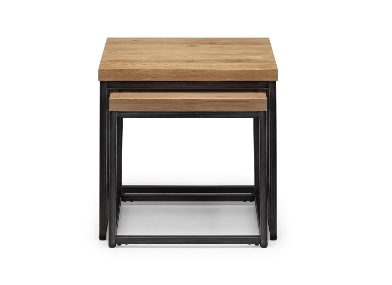 Brooklyn Oak Nesting Lamp Tables – Solid Oak with Industrial Metal Legs - Image 3