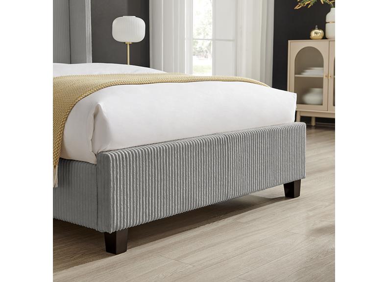 Bruno Cord Fabric Bed – 4ft6 Upholstered Design in Grey - Image 3