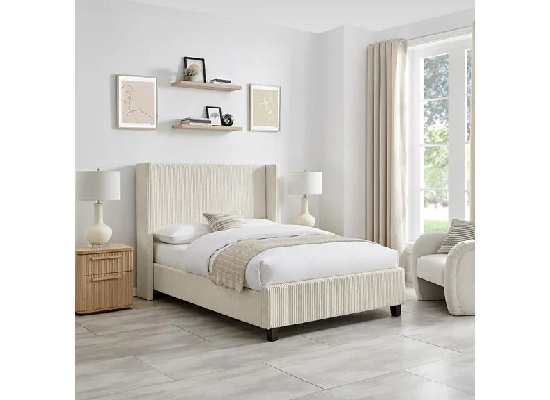 Bruno Cord Fabric Bed – 4ft6 Upholstered Design in Grey - Image 5
