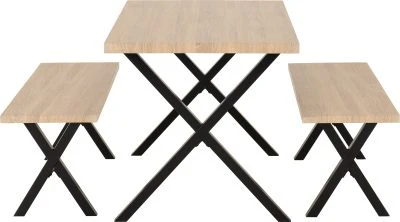 BUXTON DINING BENCH SET - LIGHT OAK EFFECT/BLACK - Image 4