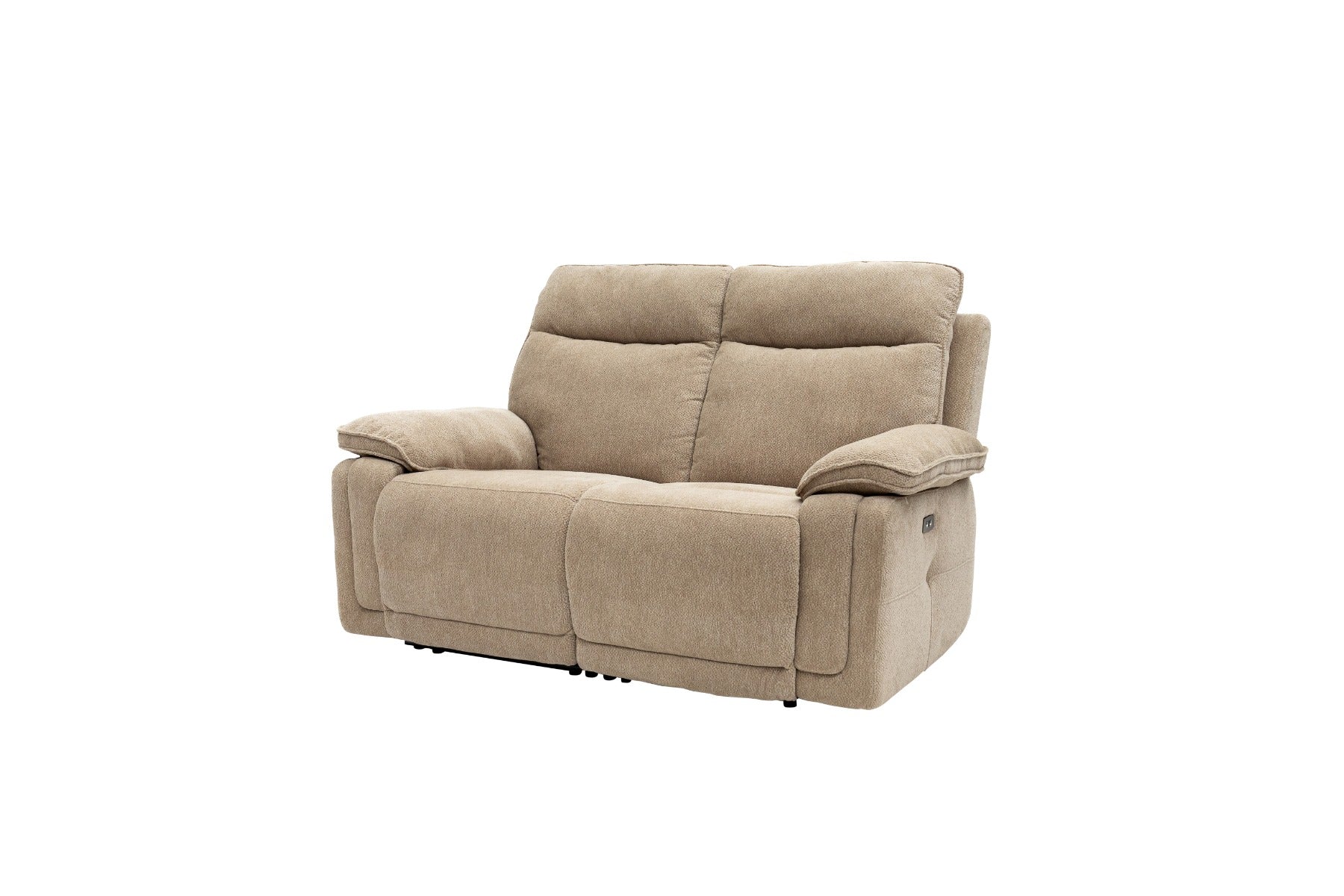 Cadenza Electric Recliner 2-Seater Sofa – Camel Fabric with USB Charging Ports