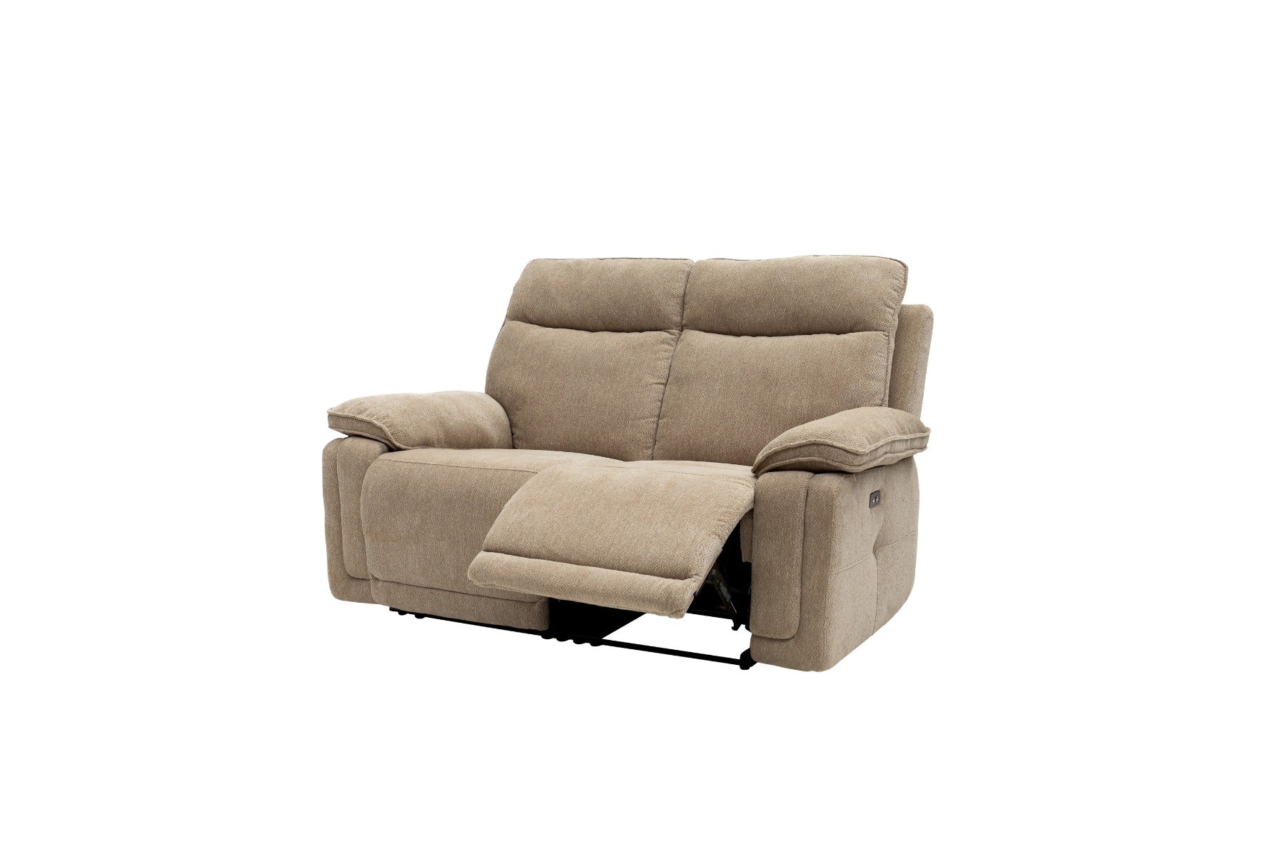 Cadenza Electric Recliner 2-Seater Sofa – Camel Fabric with USB Charging Ports - Image 2
