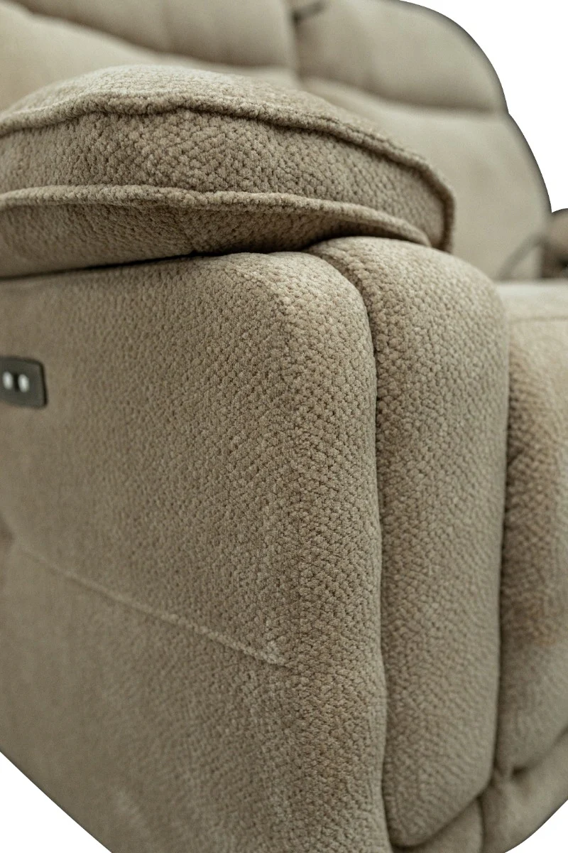 Cadenza Electric Recliner 2-Seater Sofa – Camel Fabric with USB Charging Ports - Image 5