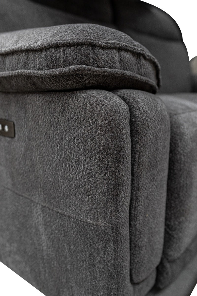 Cadenza Charcoal Fabric Electric Recliner Sofa – Piped Trim, USB Charging Ports, and Sumptuous Seating - Image 5