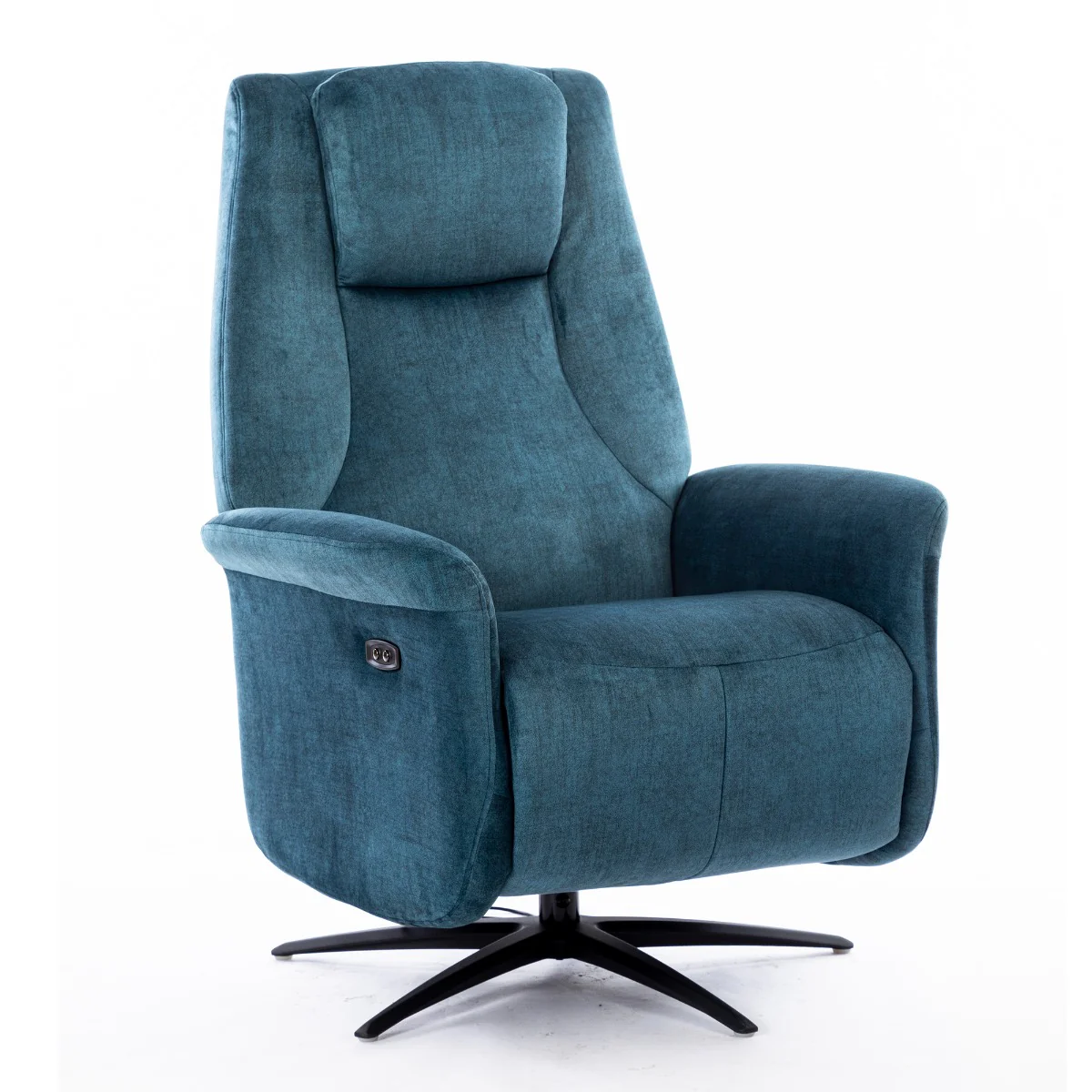 Caesar Swivel Electric Chair – Ocean Blue Soft Touch Fabric