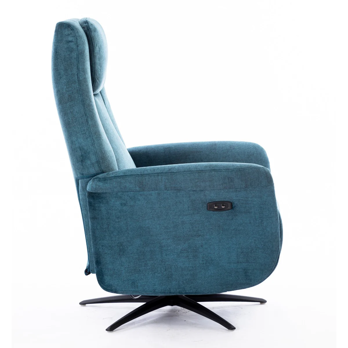Caesar Swivel Electric Chair – Ocean Blue Soft Touch Fabric - Image 2
