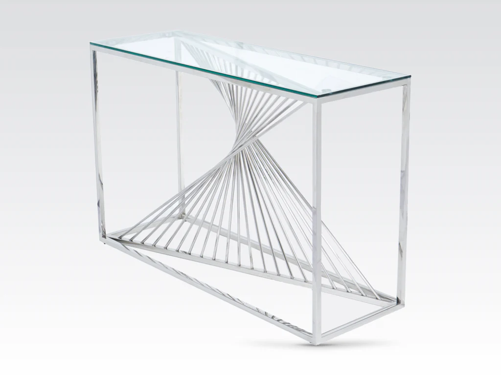 Calabria Console Table Glass and Stainless Steel - Image 2