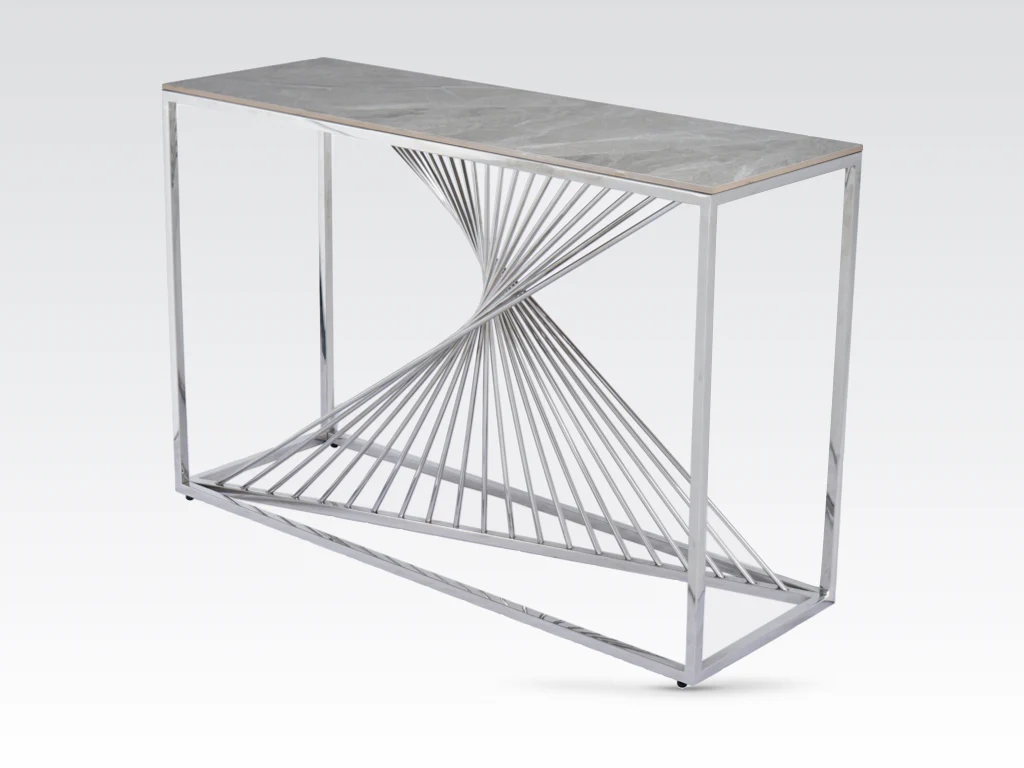 Calabria Console Table Sintered Stone and Stainless Steel - Image 2