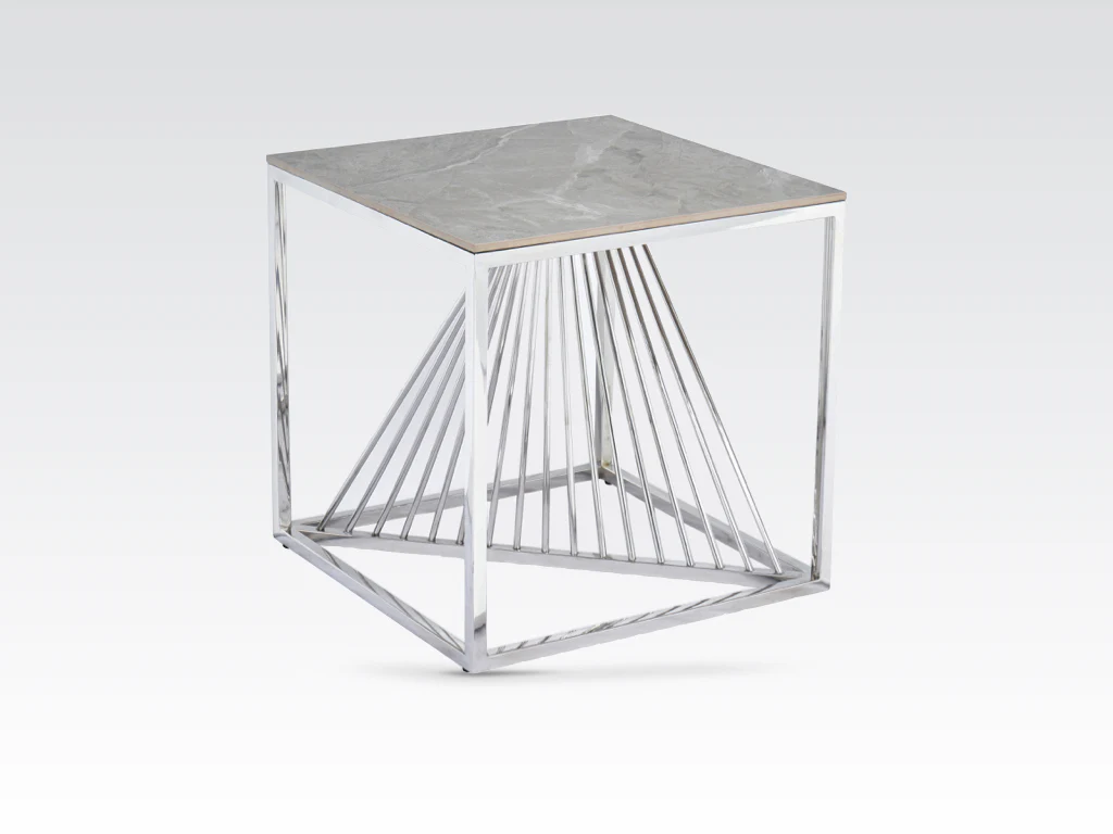 Calabria End Table Sintered Stone and Stainless Steel - Image 2