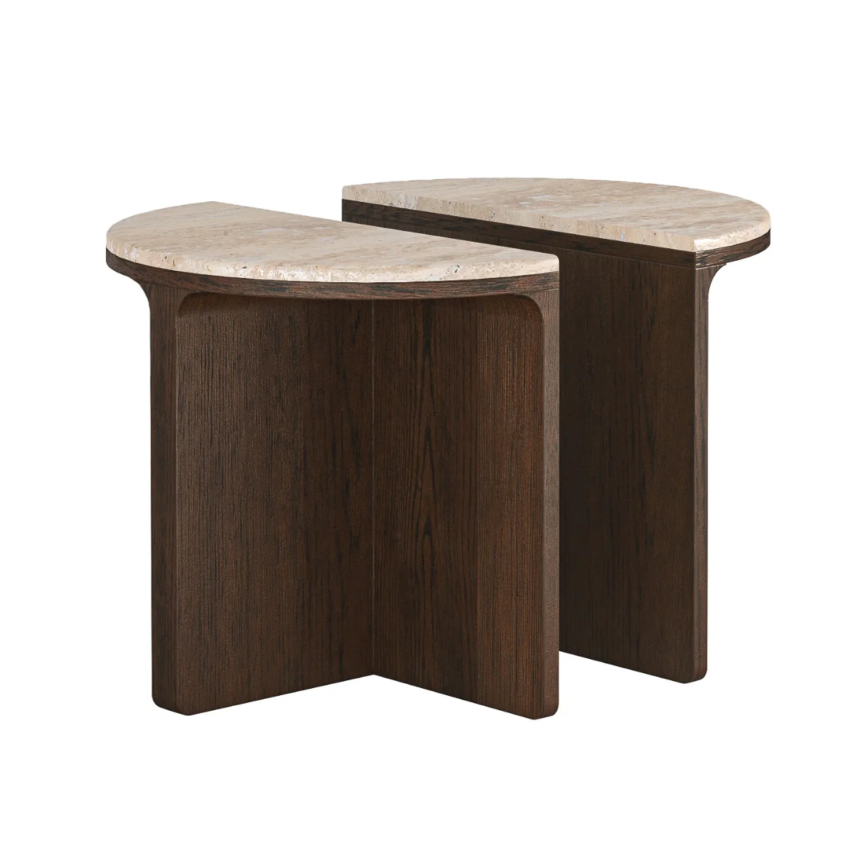 California Half Moon Nest of Tables – Travertine Top 600mm
