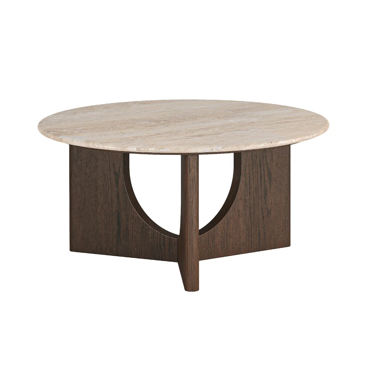 California ROUND COFFEE TABLE WITH TRAVERTINE TOP