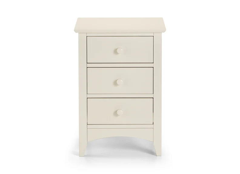 Cameo Stone White Three Drawer Bedside - Image 3